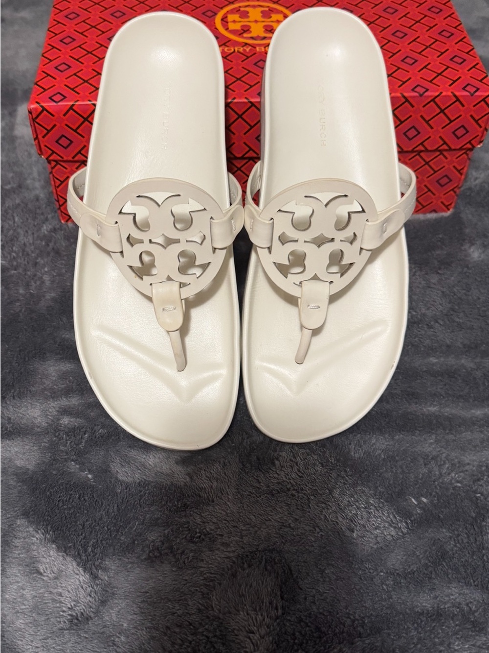 Tory Burch Miller cloud Ivory Logo Thong Sandals